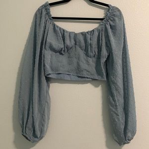Blue blouse from Shein long sleeve cropped top